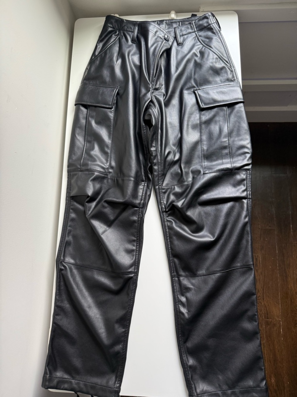 rag & bone Black Faux Leather Cargo Pants